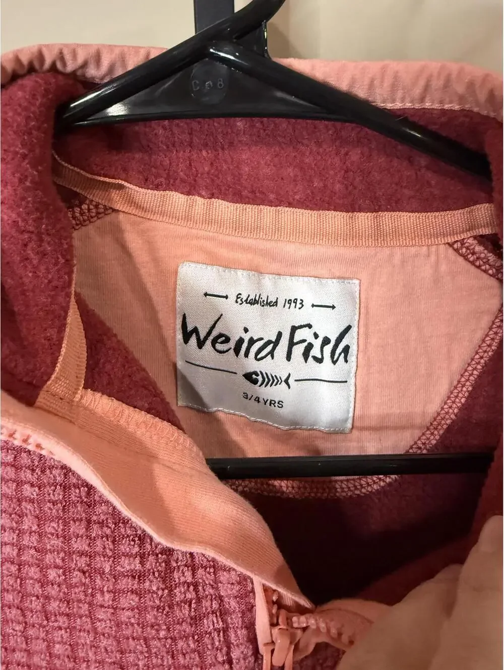 Weird Fish Kids' Pink and Peach Half-Zip Fleece Pullover 3-4 years